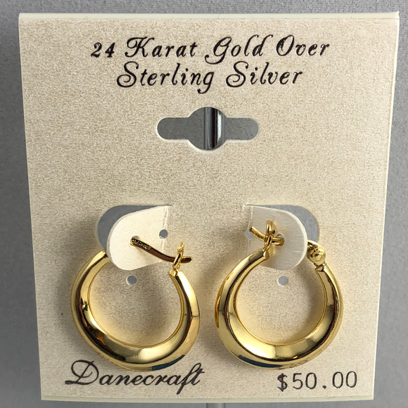 Danecraft Other - Vintage 3/4in 24K Gold over 925 Silver Huggy Hoops Danecraft Other - Vintage 3/4in 24K Gold over 925 Silver Huggy Hoops